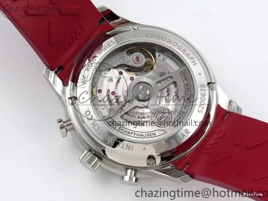 MIROTIME 0311 Reliable Portuguese Chrono IW3716 Z+F 1:1 Best Edition Red Dial on Red Rubber Strap A 7015
